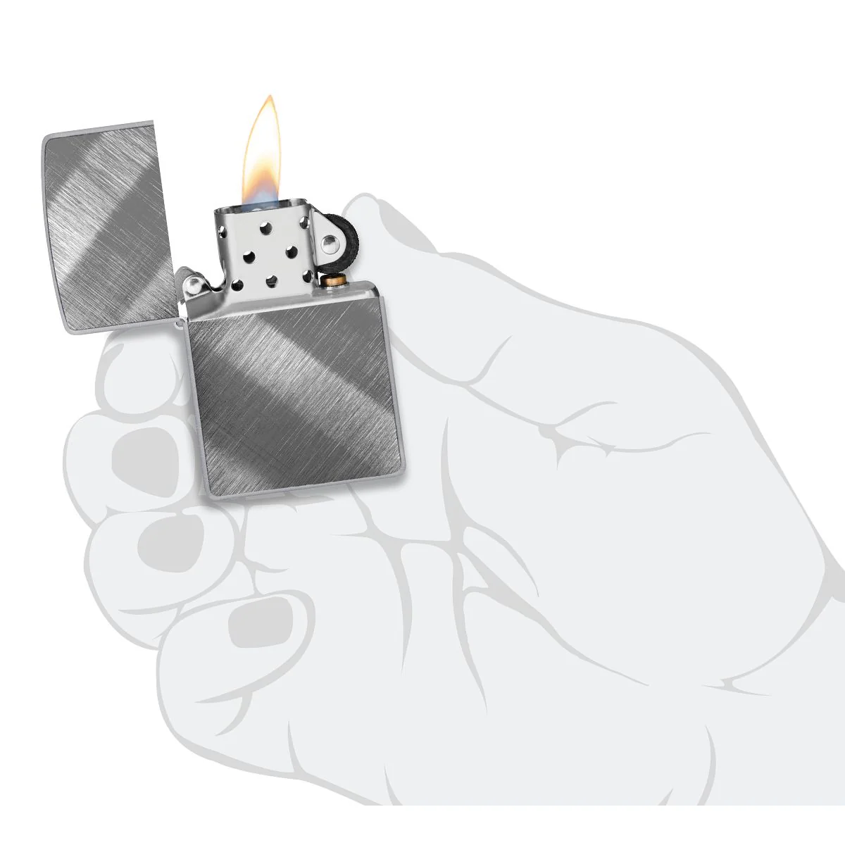 Zippo Lighter: Diagonal Weave - Brushed Chrome 28182 - Image 5