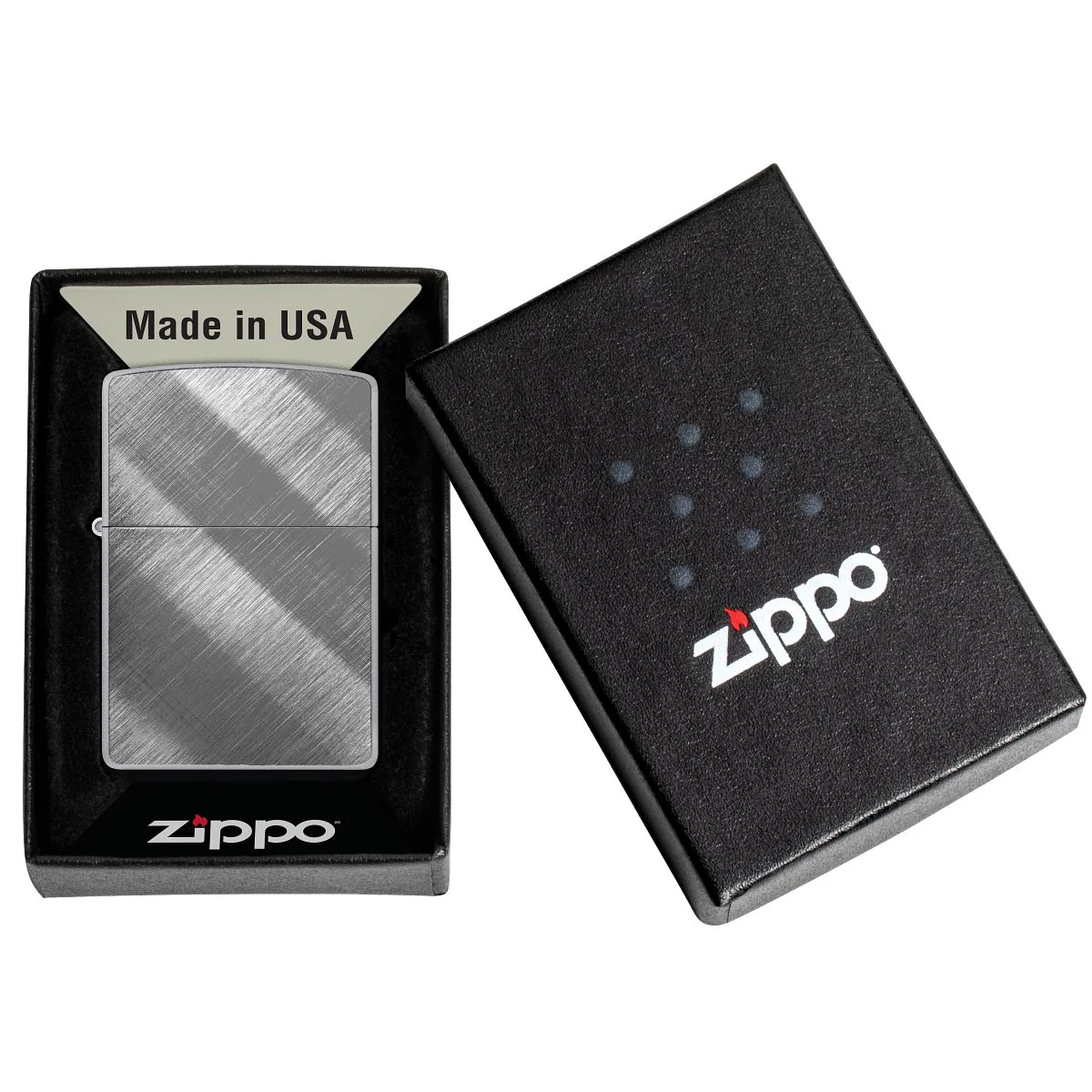 Zippo Lighter: Diagonal Weave - Brushed Chrome 28182 - Image 6