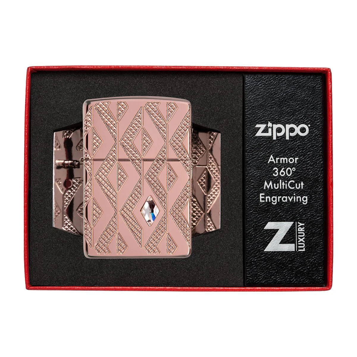 Zippo Lighter: Diamond Pattern, MultiCut Armor - Rose Gold 49702 - Image 10