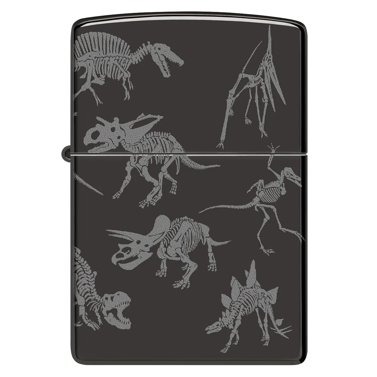 Zippo Lighter: Dinosaur Skeletons, Photo 360 - High Polish Black 46111 - Image 6