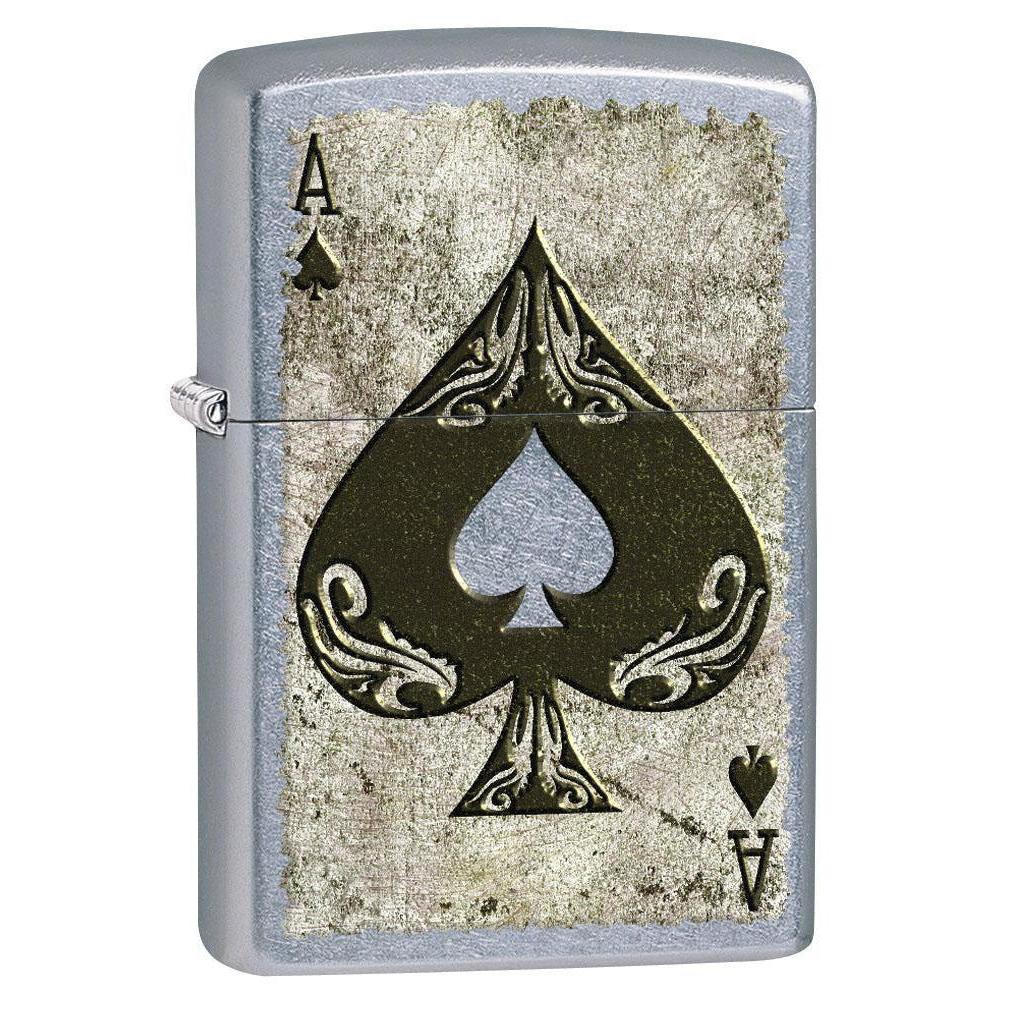 Zippo Lighter: Distressed Ace of Spades - Street Chrome 80574