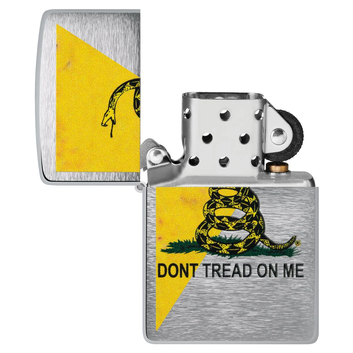 Zippo Lighter: Dont Tread on Me, Gadsden Flag - Brushed Chrome 48118 - Image 4
