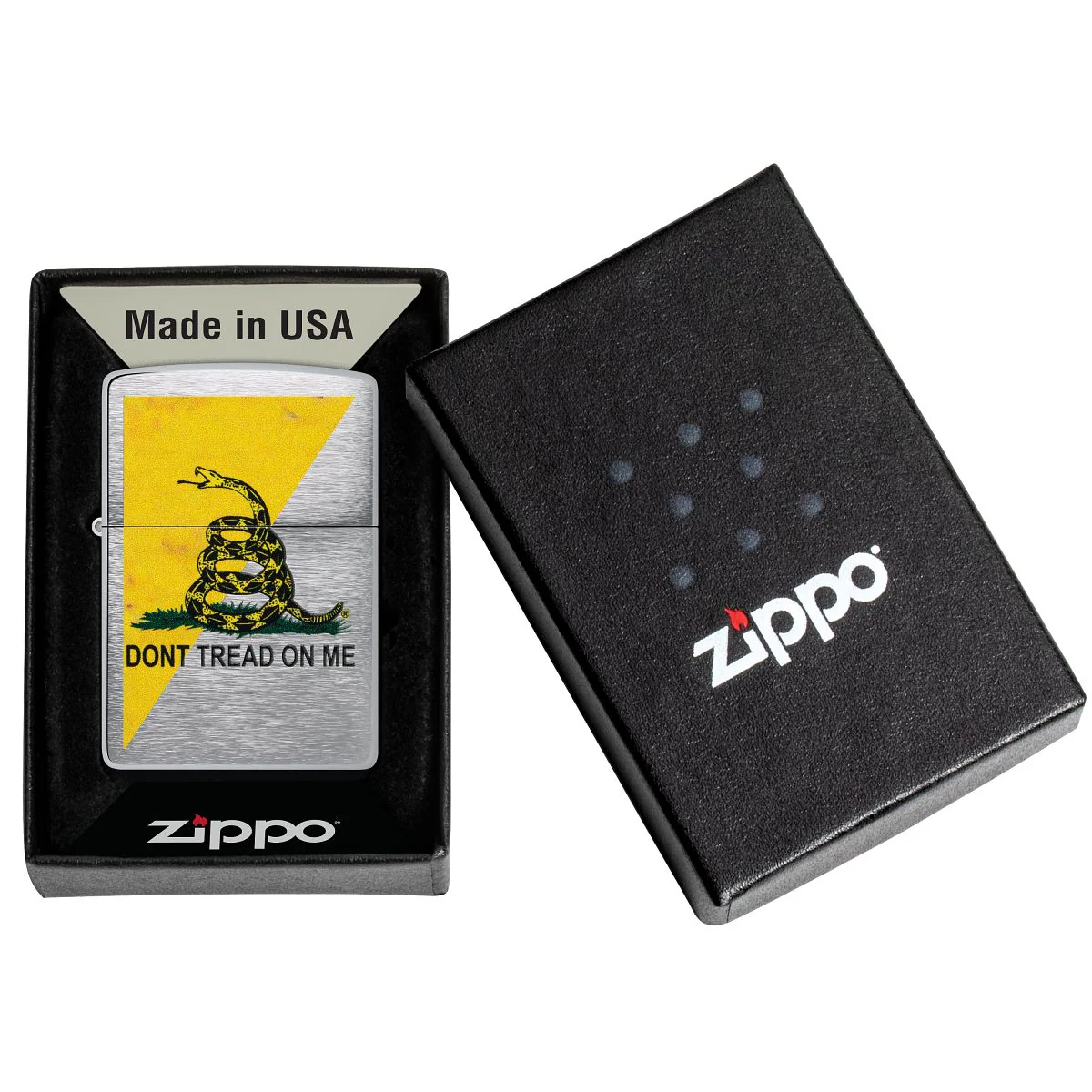 Zippo Lighter: Dont Tread on Me, Gadsden Flag - Brushed Chrome 48118 - Image 6