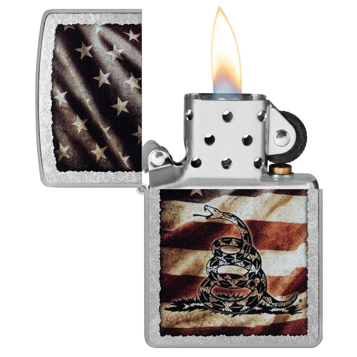 Zippo Lighter: Don't Tread on Me - Street Chrome 46417 - Image 3