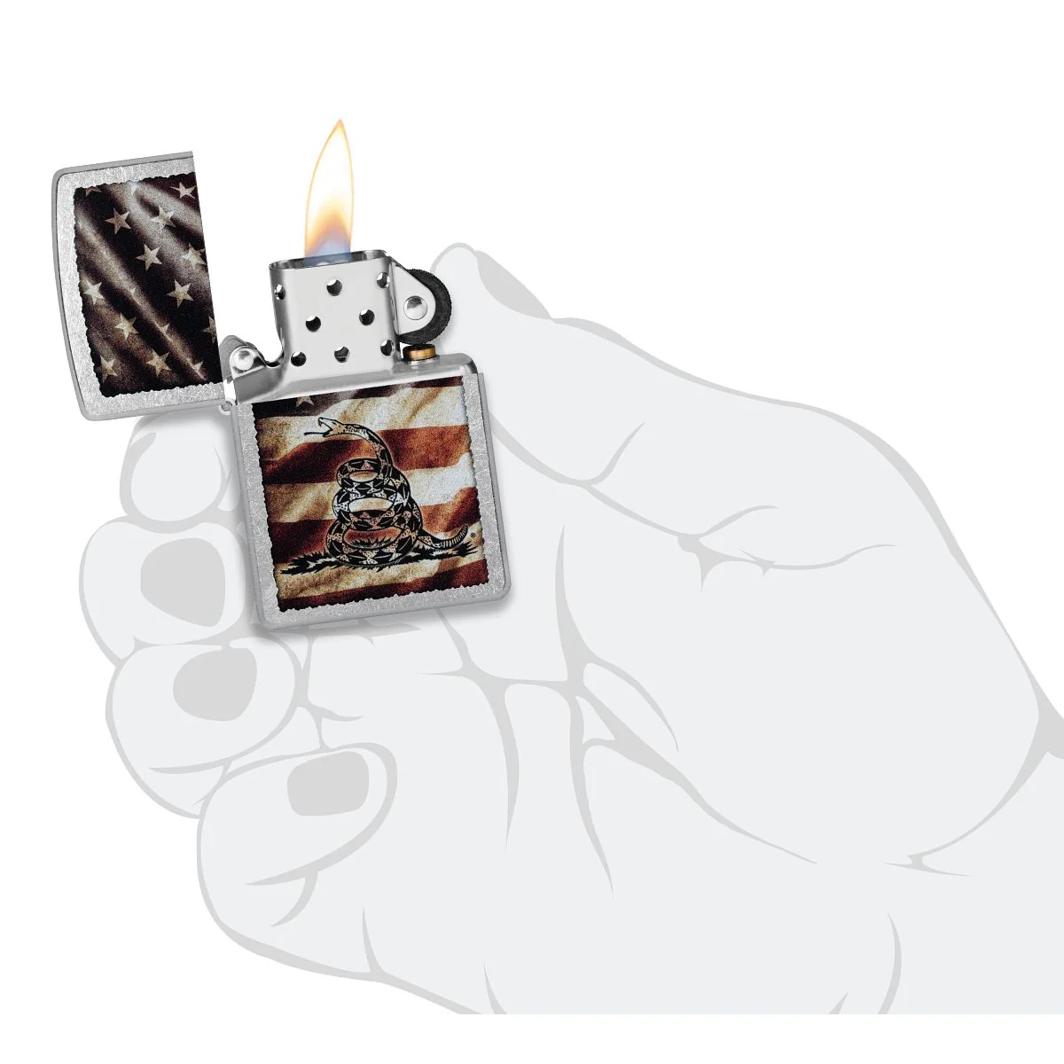 Zippo Lighter: Don't Tread on Me - Street Chrome 46417 - Image 5