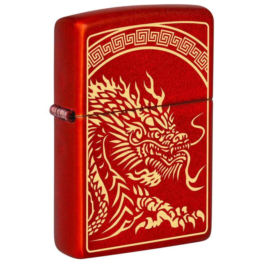 Zippo Lighter: Dragon Design, Engraved - Metallic Red 81382