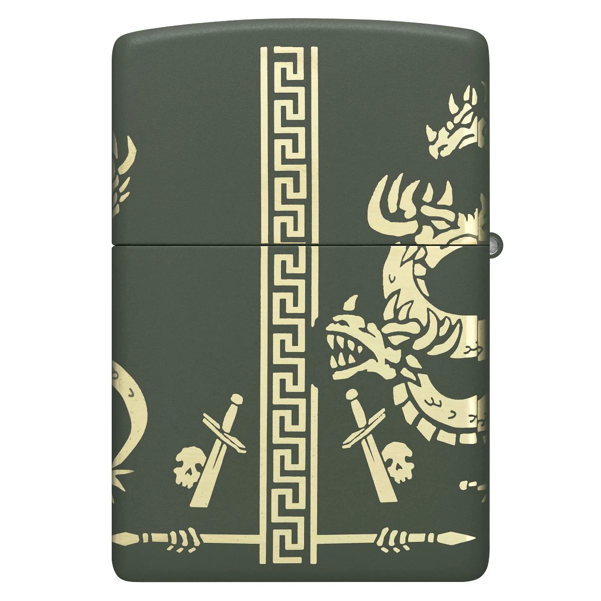 Zippo Lighter: Dragon Design, Laser 360 - Green Matte 48907 - Image 5
