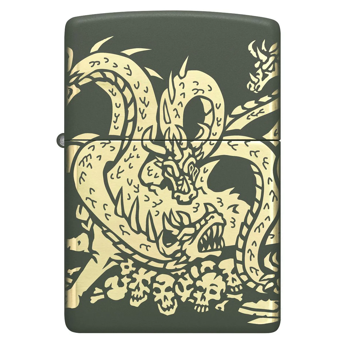 Zippo Lighter: Dragon Design, Laser 360 - Green Matte 48907 - Image 6