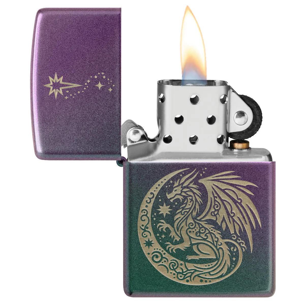 Zippo Lighter: Dragon Fantasy Design, Engraved - Iridescent 47151 - Image 3