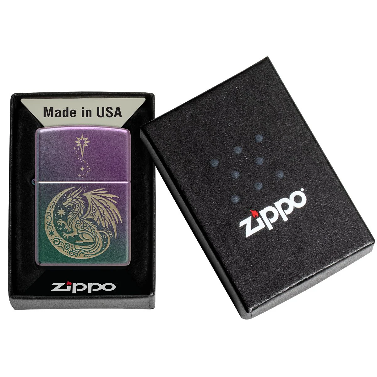 Zippo Lighter: Dragon Fantasy Design, Engraved - Iridescent 47151 - Image 6