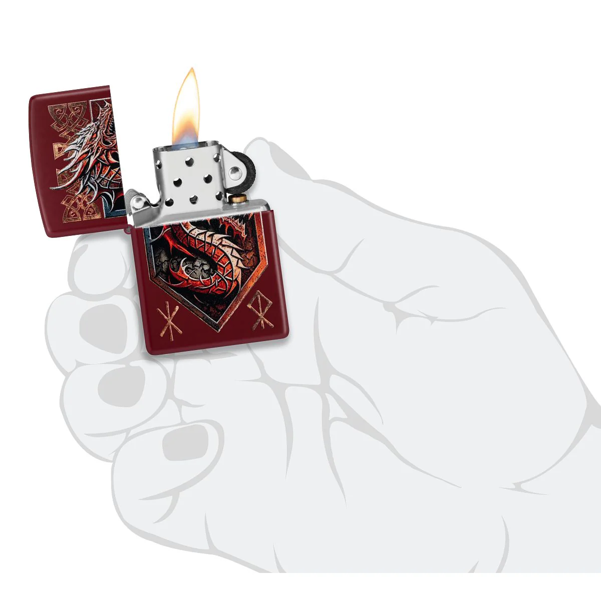 Zippo Lighter: Dragon Shield - Merlot 47136 - Image 5