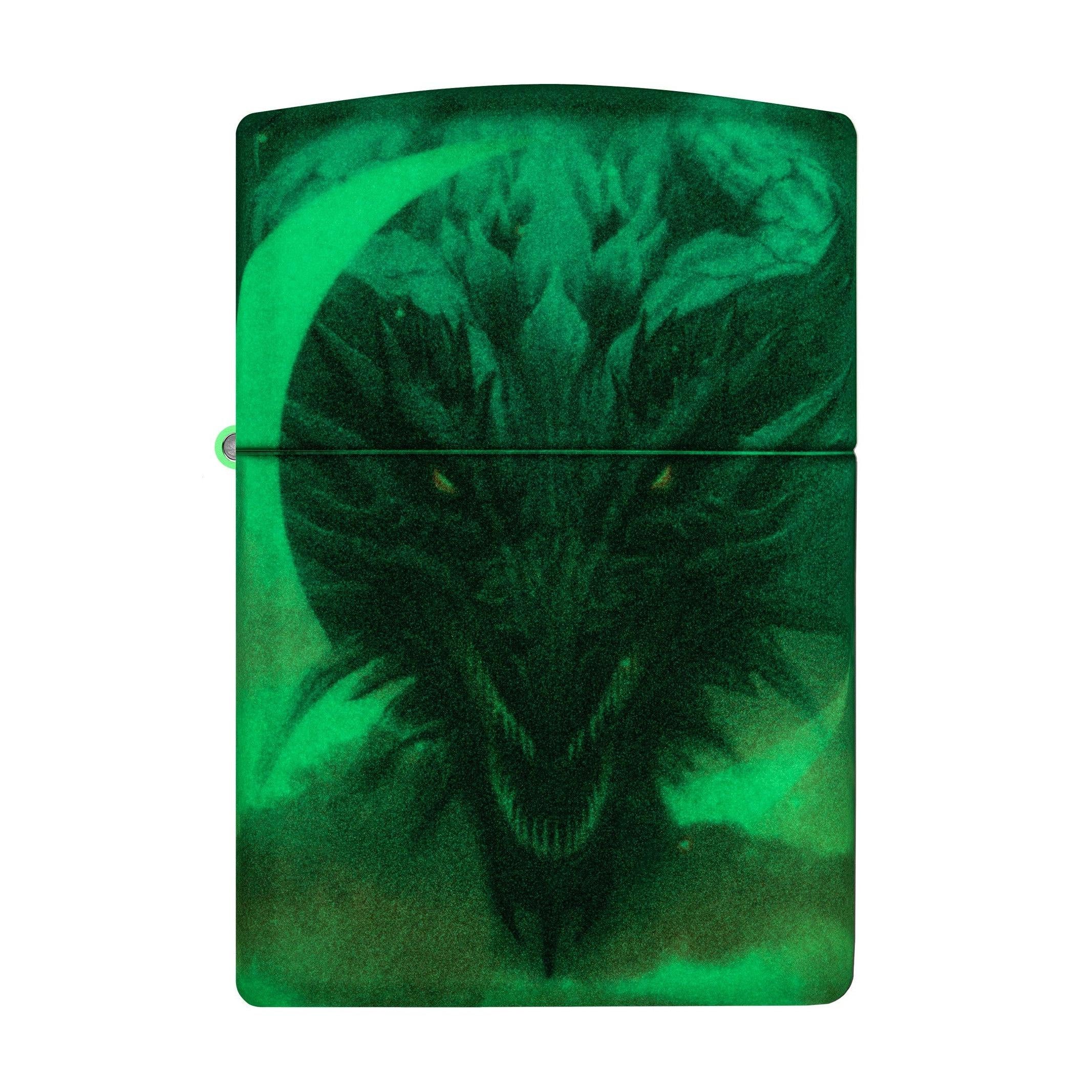 Zippo Lighter: Dragon with Moon - Glow-in-the-Dark Green 48934 - Image 5