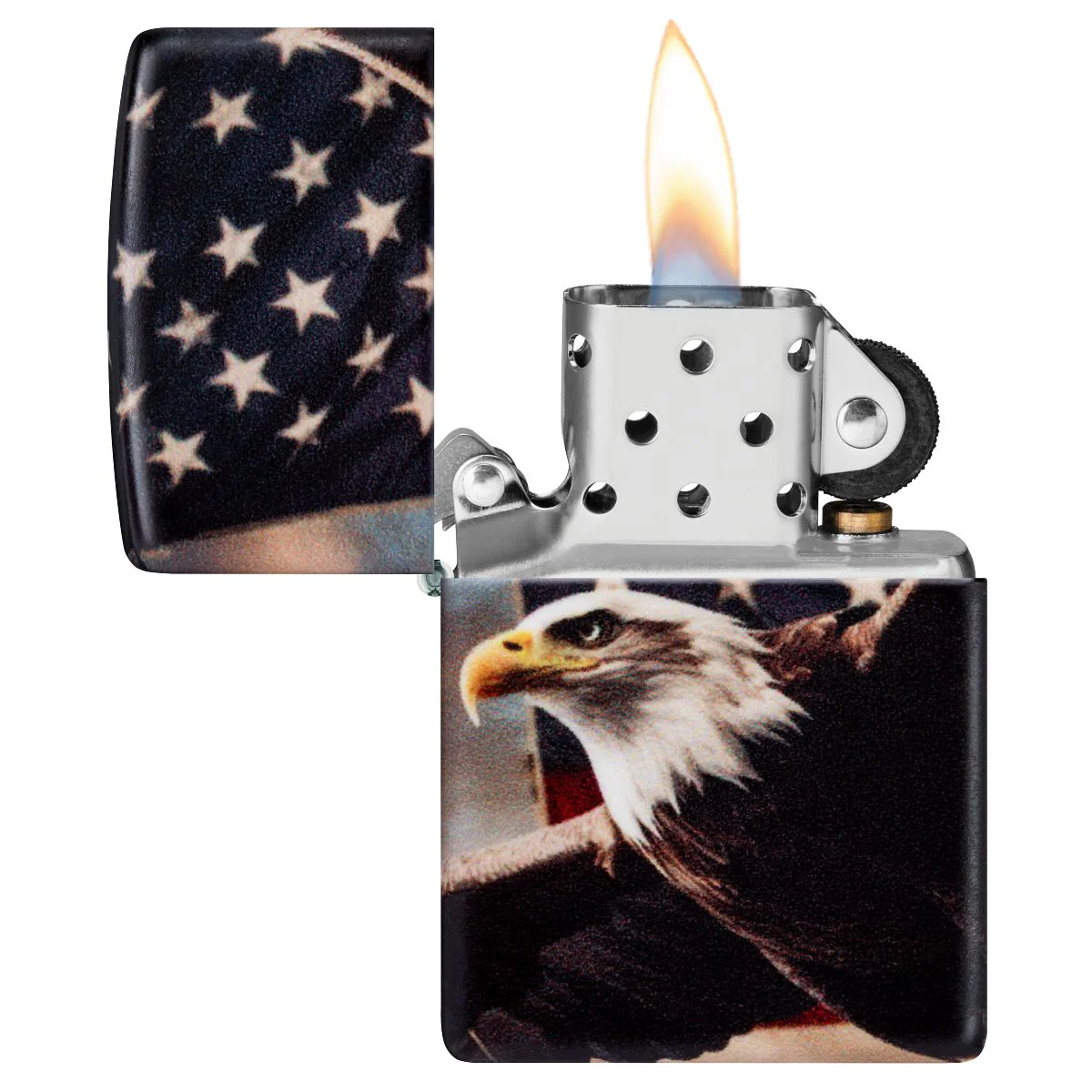 Zippo Lighter: Eagle with American Flag - 540 Color 46383 - Image 6