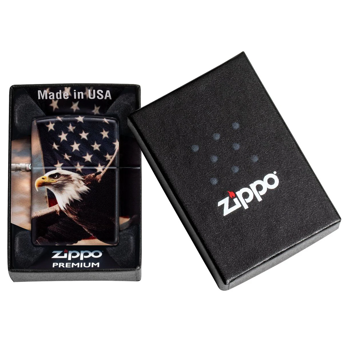 Zippo Lighter: Eagle with American Flag - 540 Color 46383 - Image 9