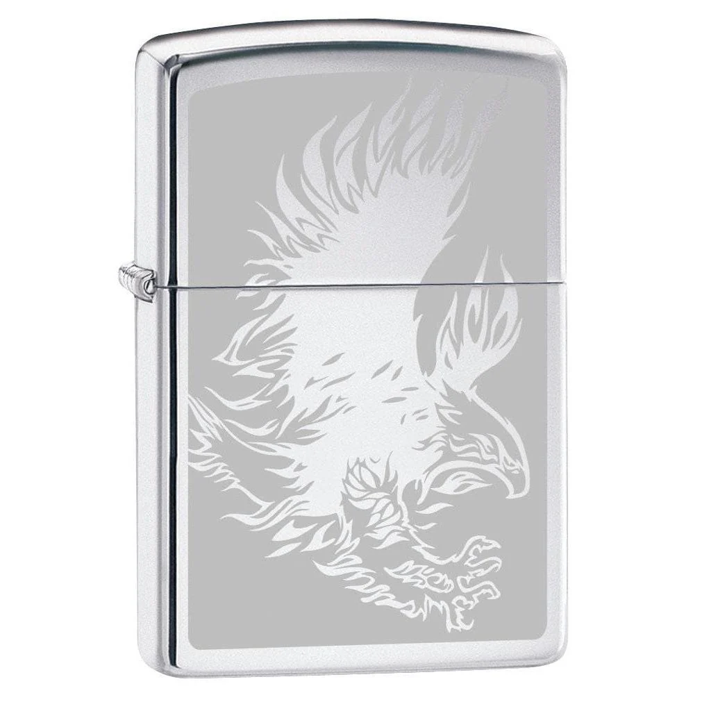 Zippo Lighter: Eagle with Talons, Engraved - High Polish Chrome 80235