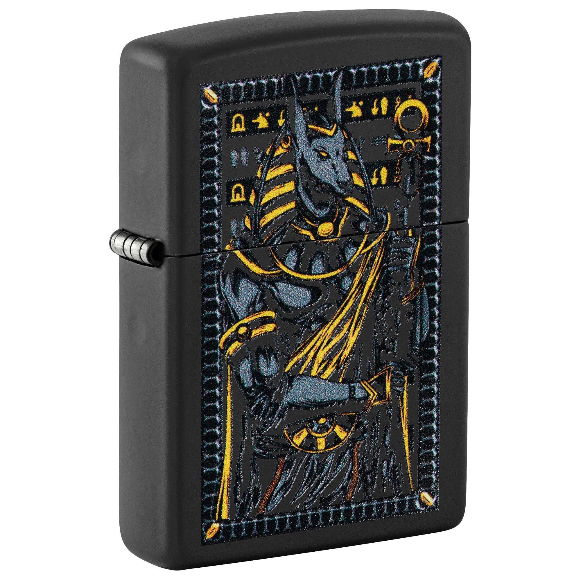 Zippo Lighter: Egyptian God Anubis - Black Matte 46245