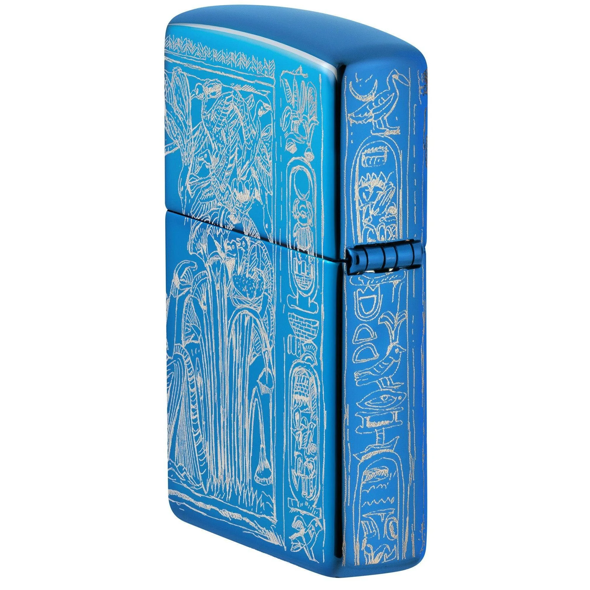 Zippo Lighter: Egyption Hieroglyphics, 360 Photo Image - High Polish Blue 81657 - Image 4