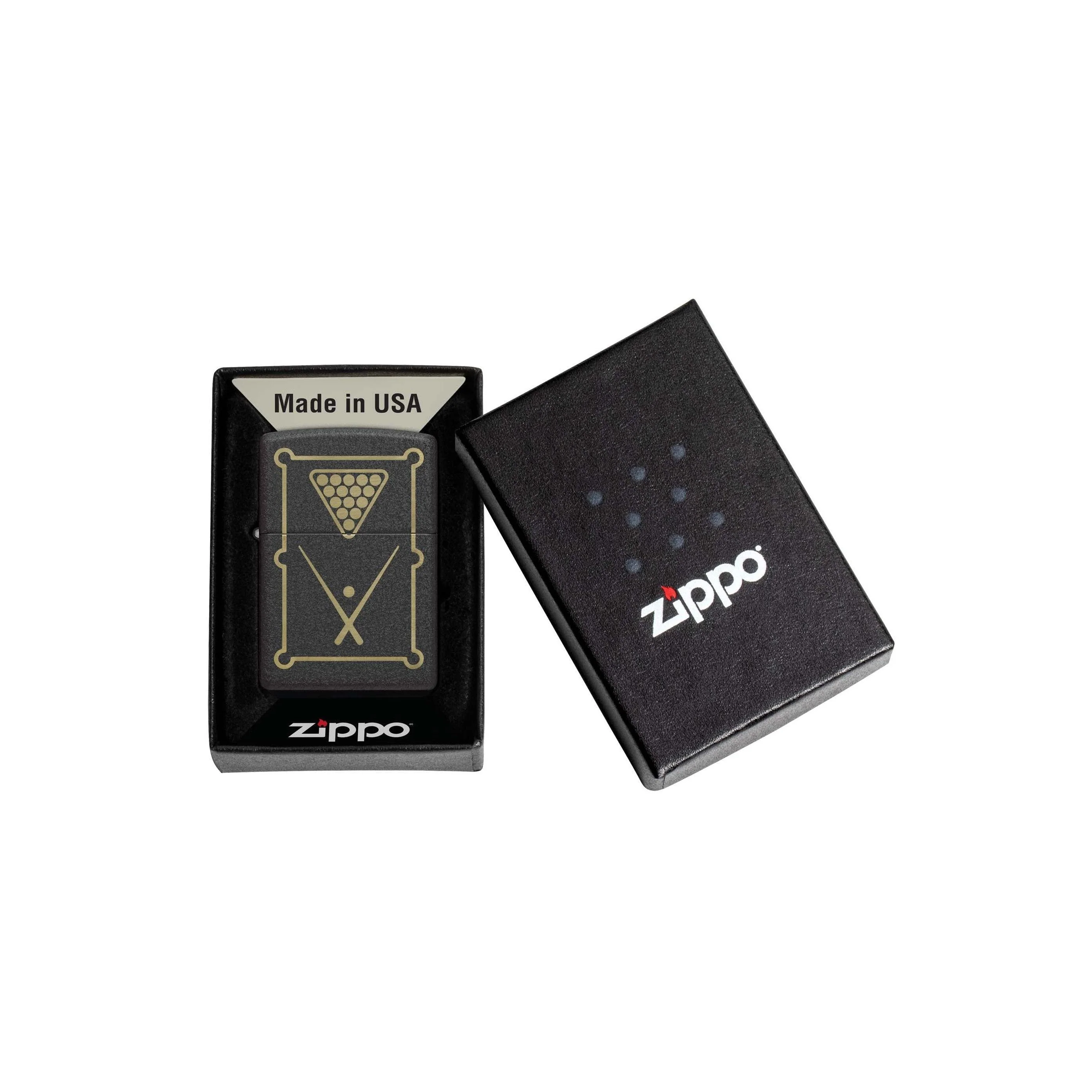 Zippo Lighter: Engraved Billiards Table - Black Crackle 48672 - Image 2
