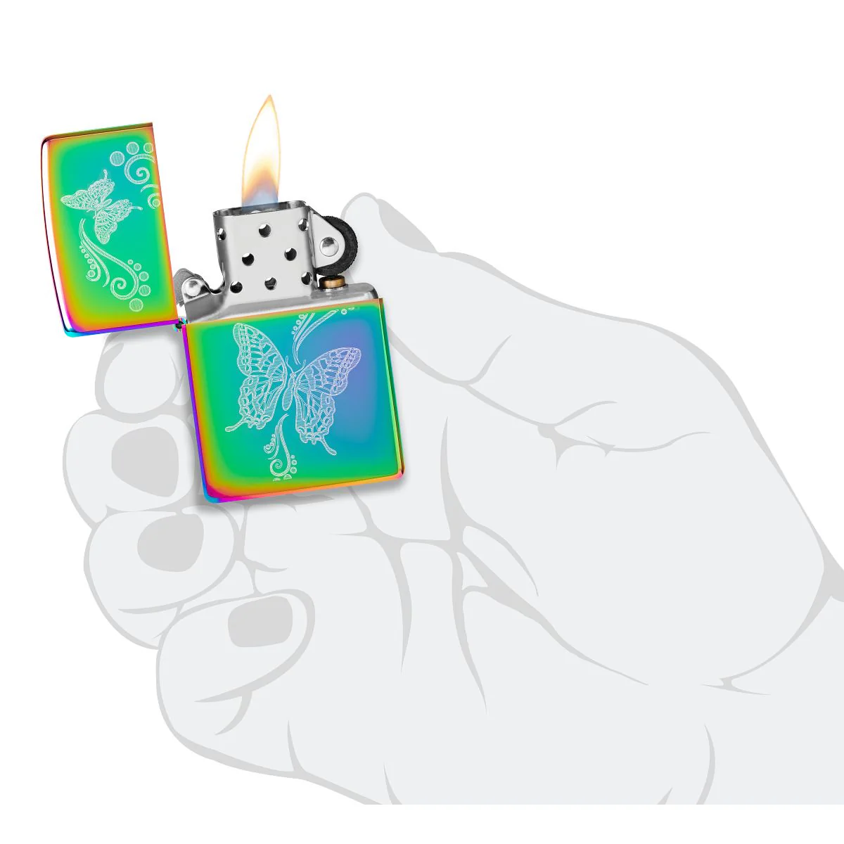Zippo Lighter: Engraved Butterflies - Multi-Color 46125 - Image 5