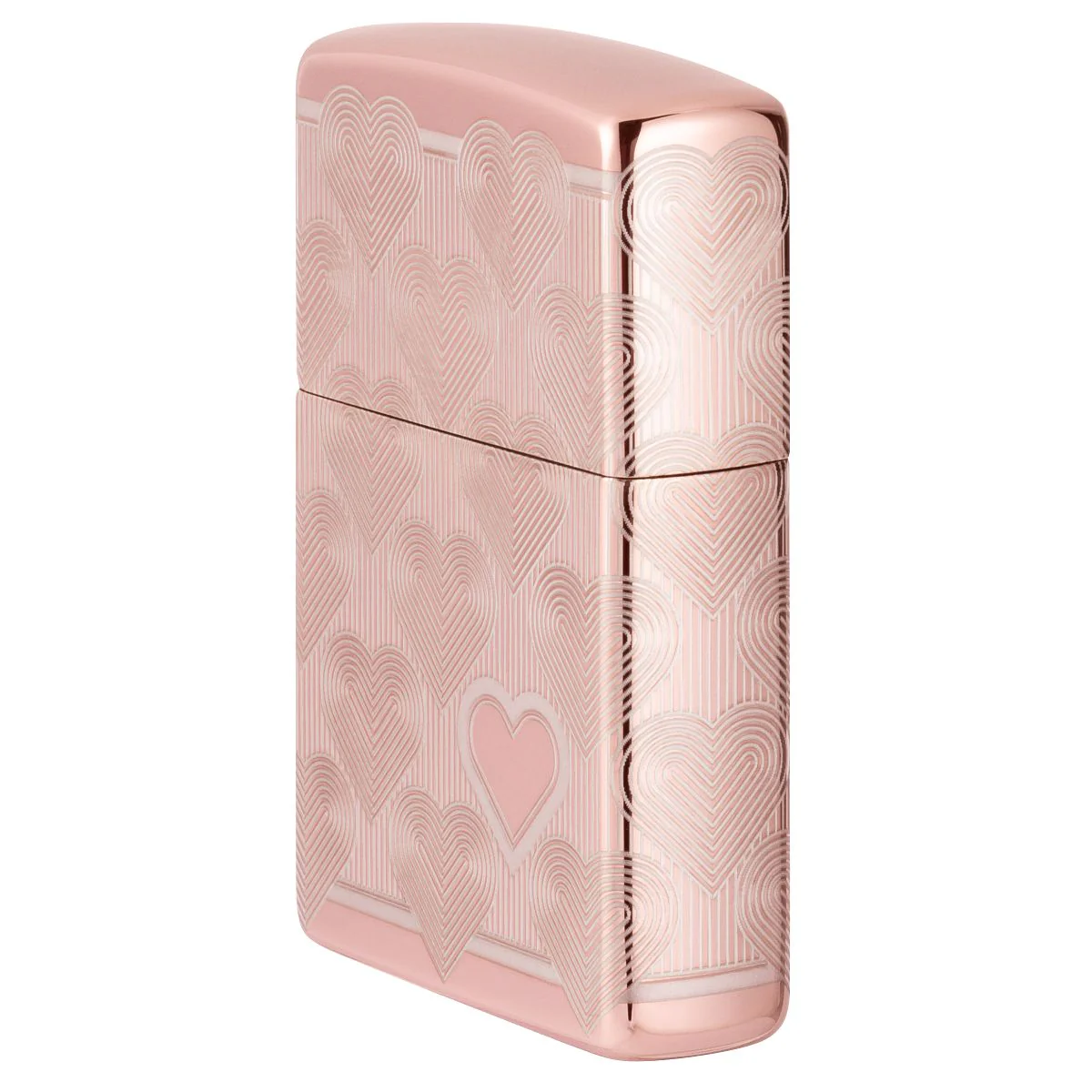 Zippo Lighter: Engraved Hearts, Laser 360 - High Polish Rose Gold 49811 - Image 3