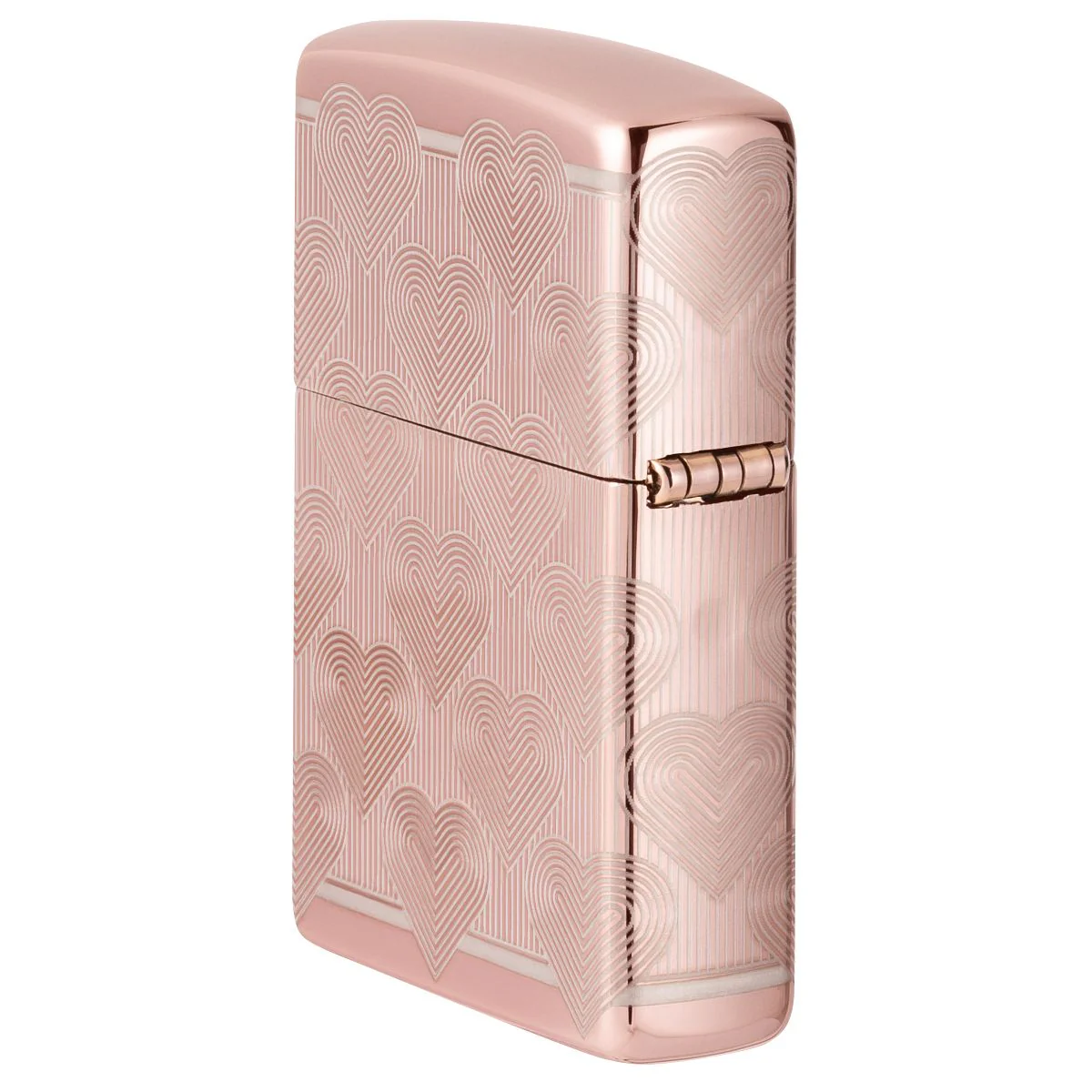 Zippo Lighter: Engraved Hearts, Laser 360 - High Polish Rose Gold 49811 - Image 4
