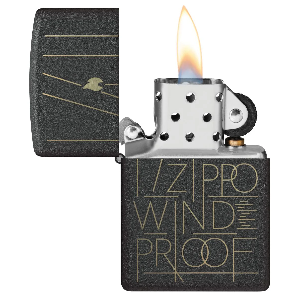 Zippo Lighter: Engraved Line Art - Black Crackle 46172 - Image 3