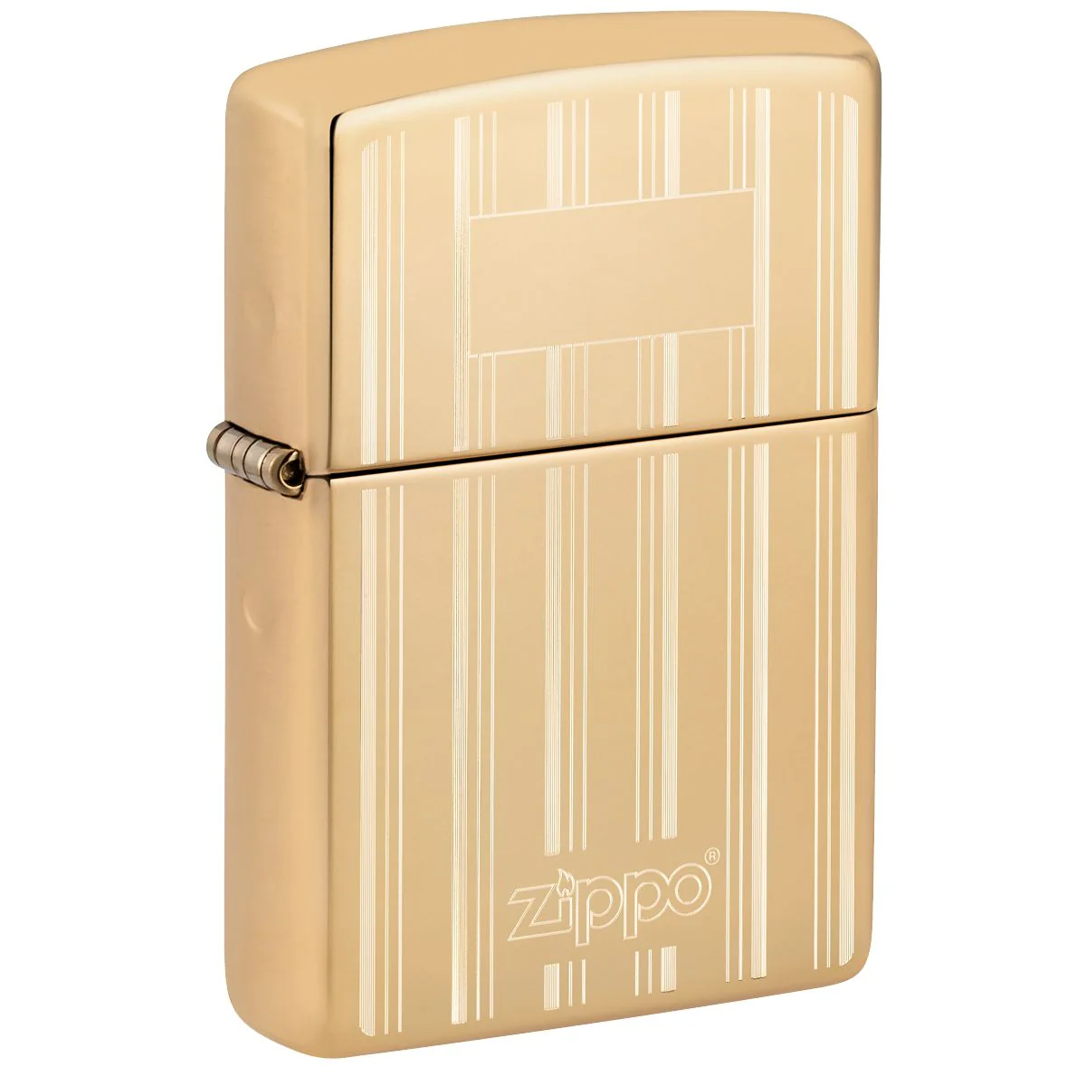 Zippo Lighter: Engraved Lines - High Polish Brass 46011