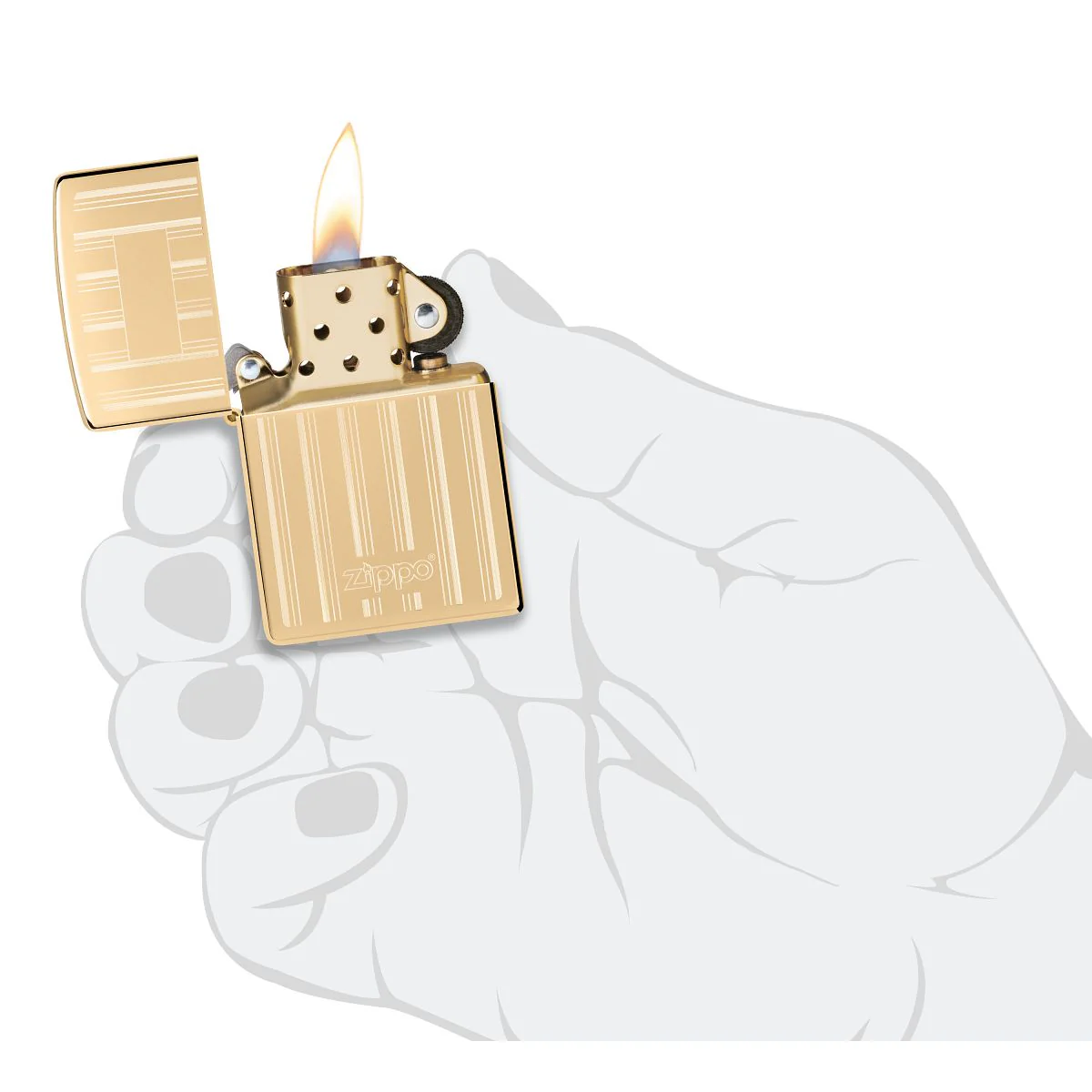 Zippo Lighter: Engraved Lines - High Polish Brass 46011 - Image 7