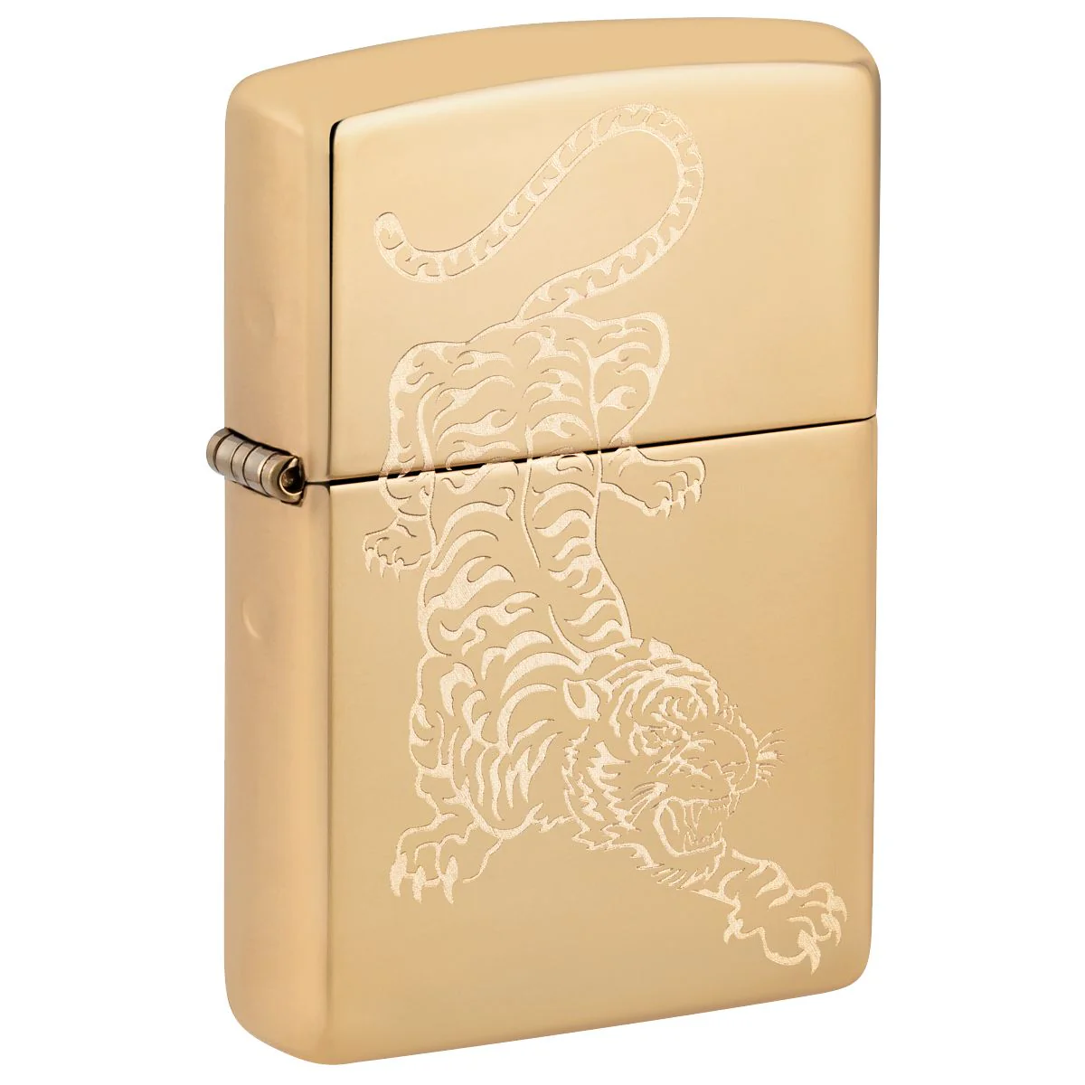 Zippo Lighter: Engraved Tiger - High Polish Brass 29884