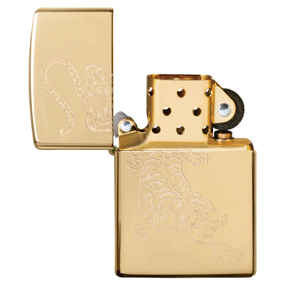 Zippo Lighter: Engraved Tiger - High Polish Brass 29884 - Image 4