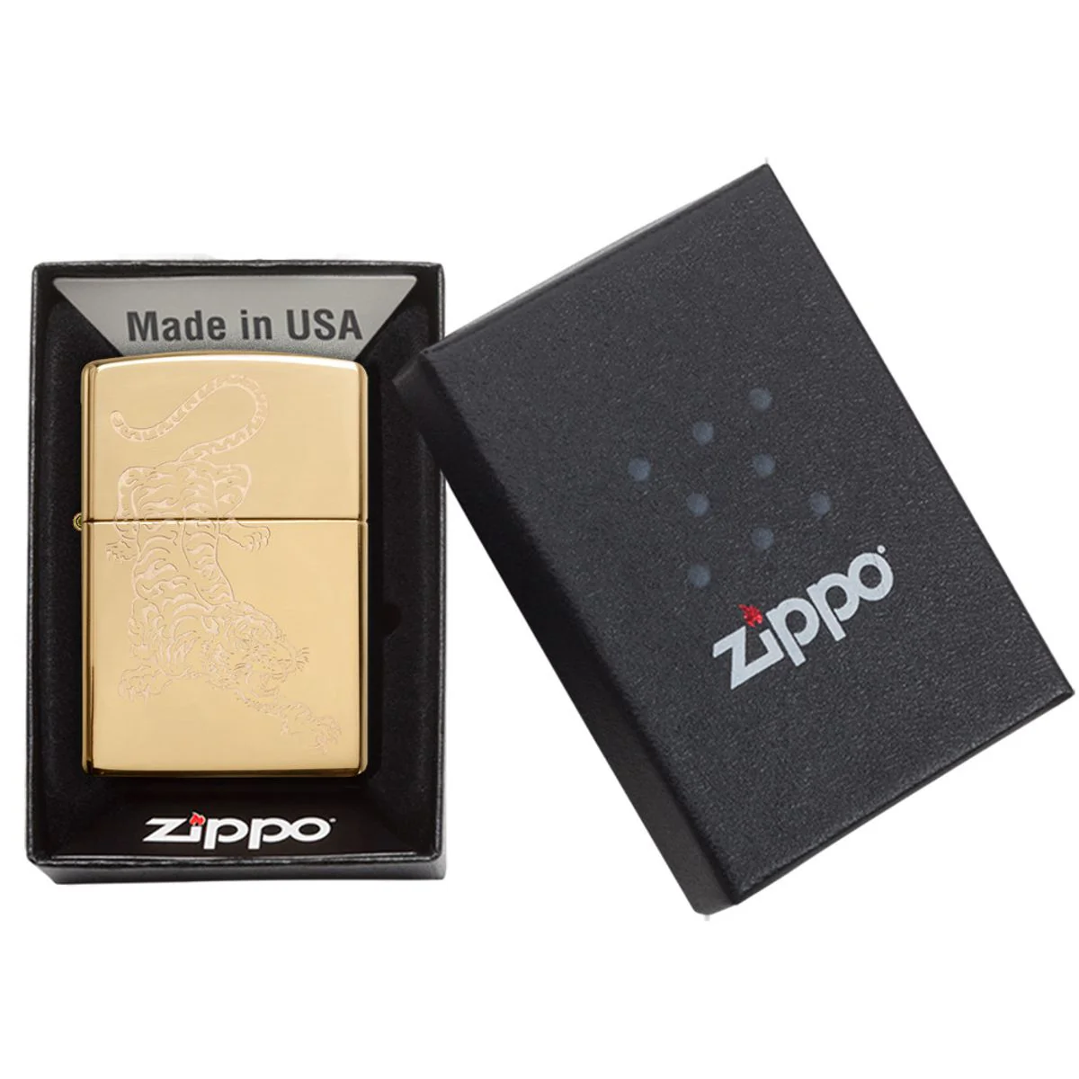 Zippo Lighter: Engraved Tiger - High Polish Brass 29884 - Image 6