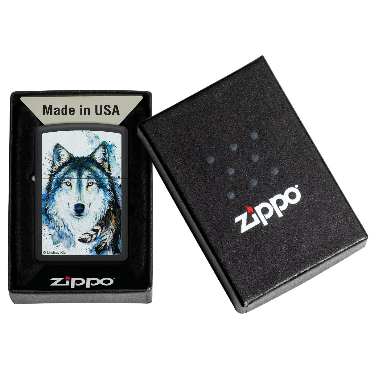 Zippo Lighter: Feed the Good Wolf by Lindsay Kivi - Black Matte 48936 - Image 6