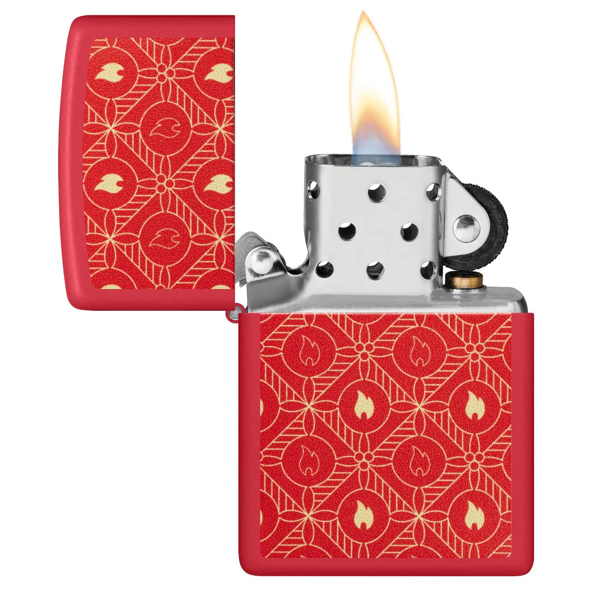 Zippo Lighter: Festive Flame Design - Red Matte 46951 - Image 3