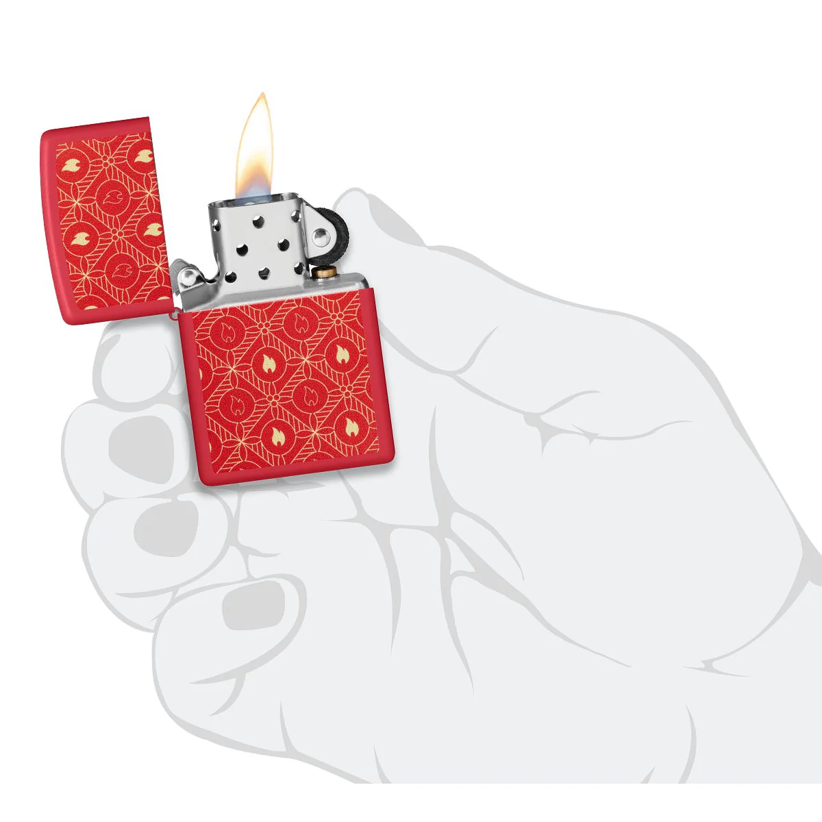 Zippo Lighter: Festive Flame Design - Red Matte 46951 - Image 5