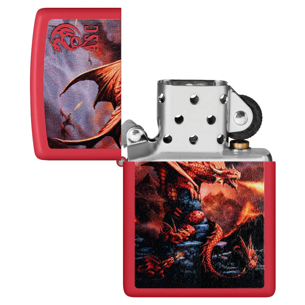 Zippo Lighter: Fire Dragon by Anne Stokes - Red Matte 46690 - Image 4