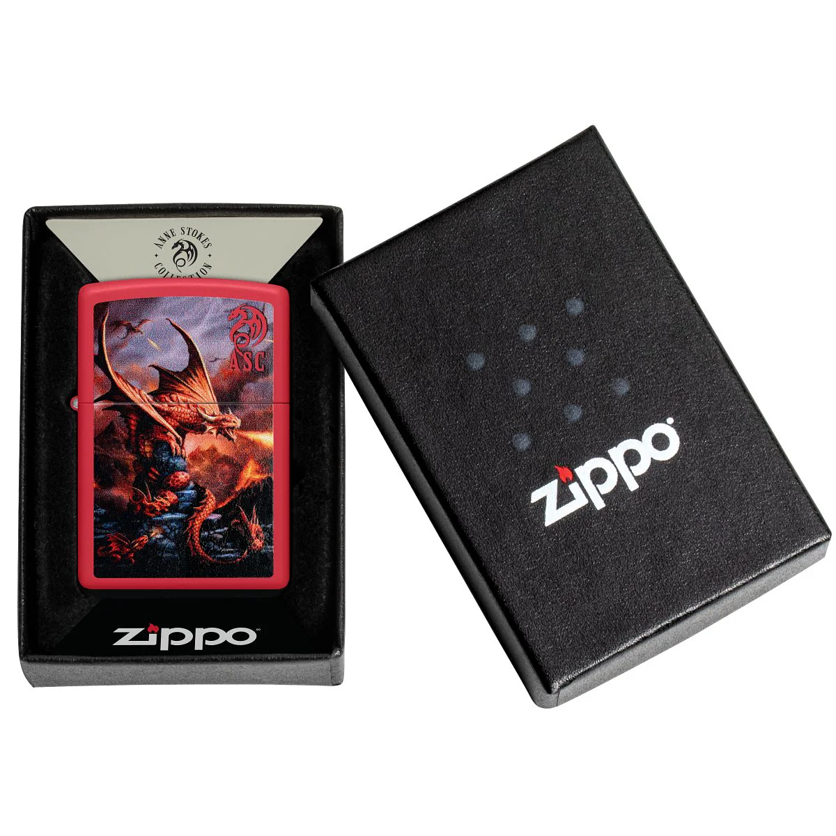 Zippo Lighter: Fire Dragon by Anne Stokes - Red Matte 46690 - Image 6