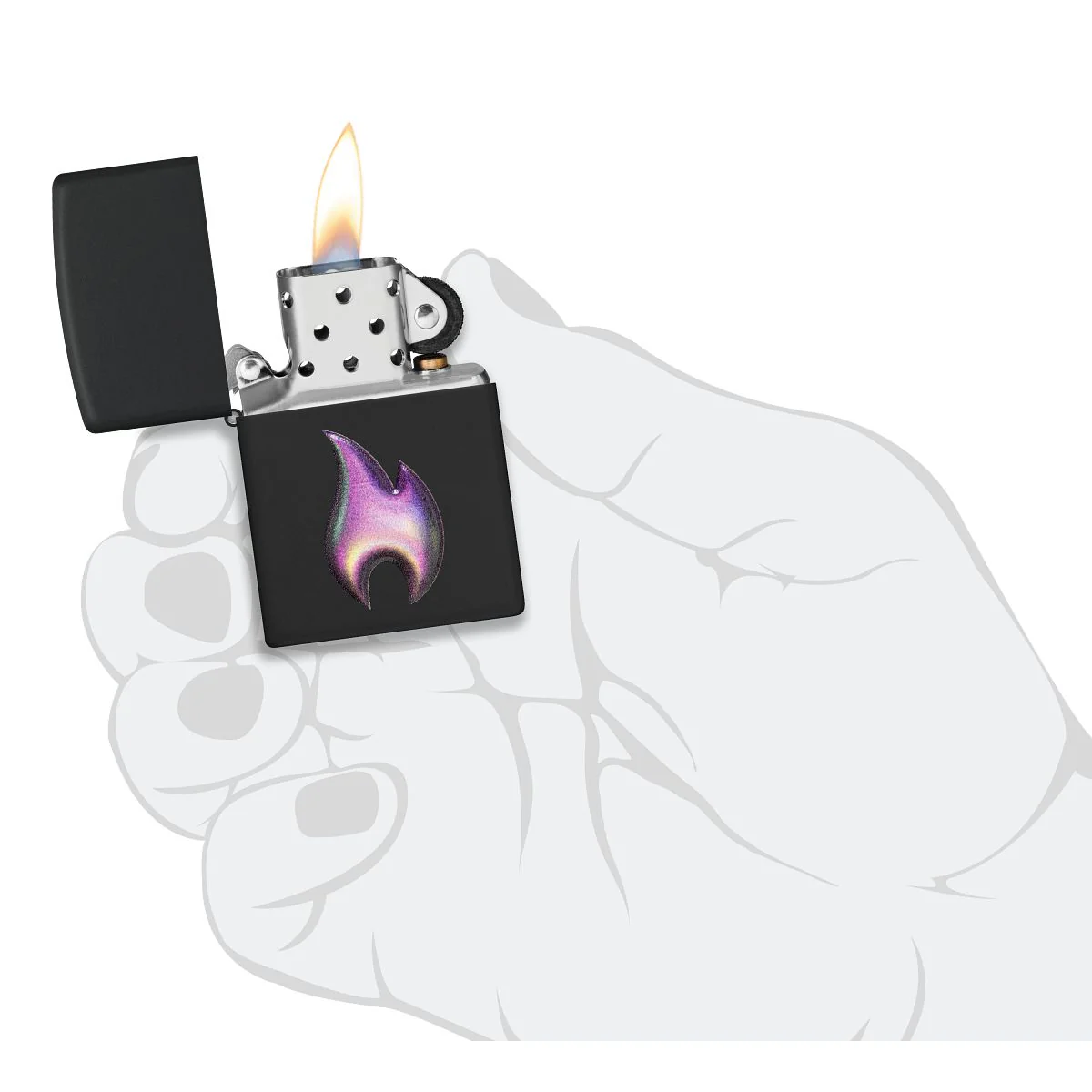 Zippo Lighter: Flame Emblem - Black Matte 46965 - Image 6