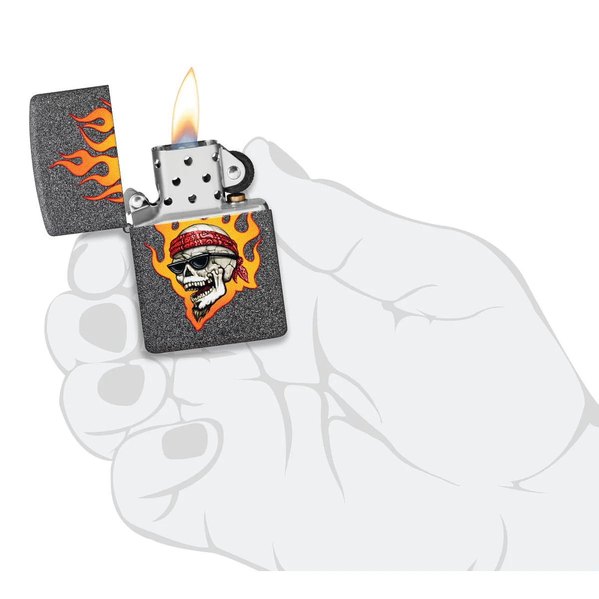Zippo Lighter: Flaming Skull Design by Rietveld - Iron Stone 46933 - Image 5