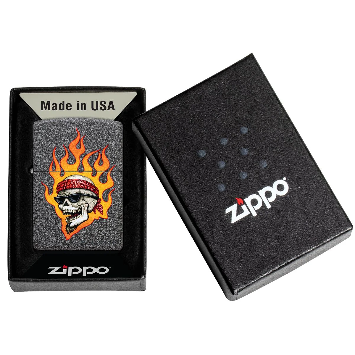 Zippo Lighter: Flaming Skull Design by Rietveld - Iron Stone 46933 - Image 6