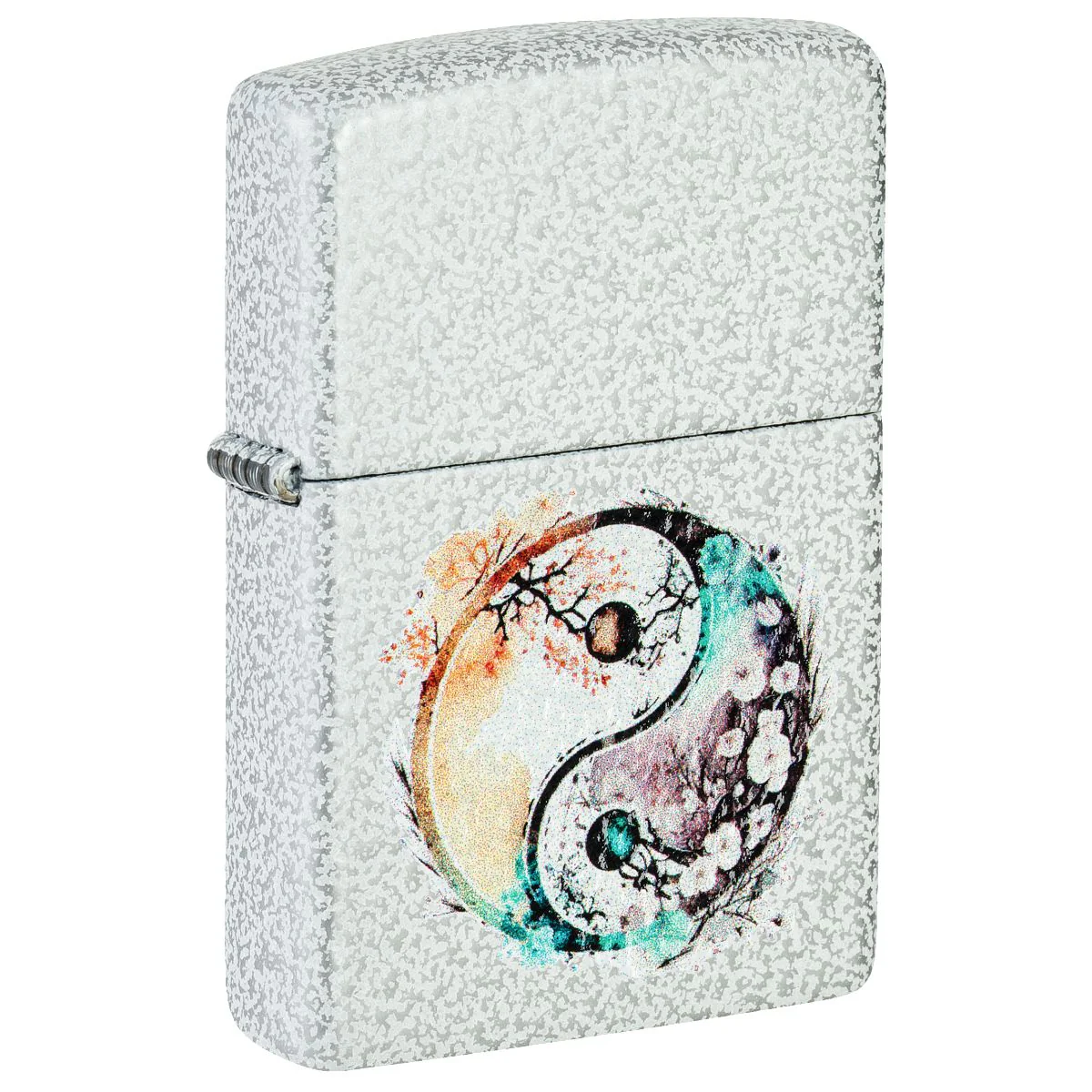 Zippo Lighter: Floral Yin and Yang Design - Glacier 46249