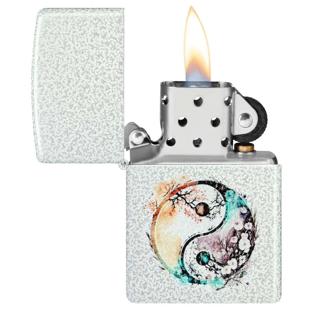 Zippo Lighter: Floral Yin and Yang Design - Glacier 46249 - Image 3