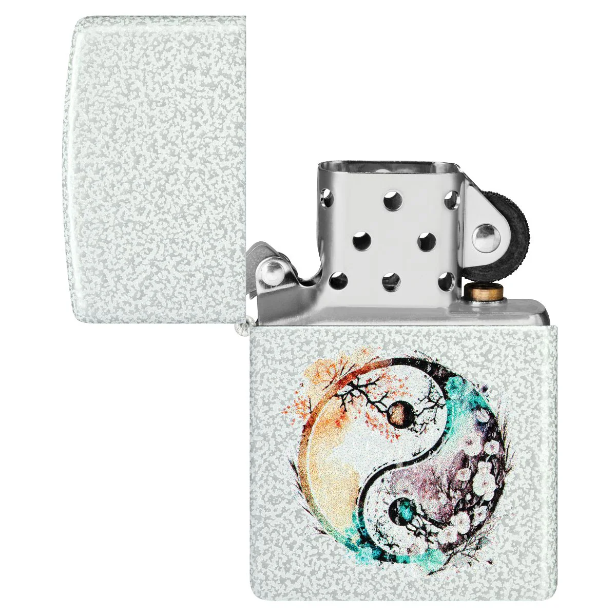 Zippo Lighter: Floral Yin and Yang Design - Glacier 46249 - Image 4