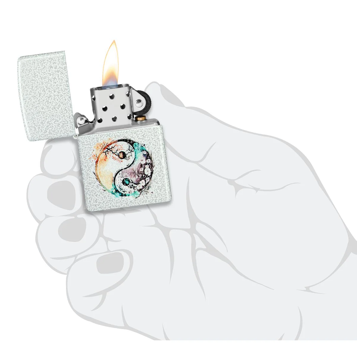 Zippo Lighter: Floral Yin and Yang Design - Glacier 46249 - Image 5