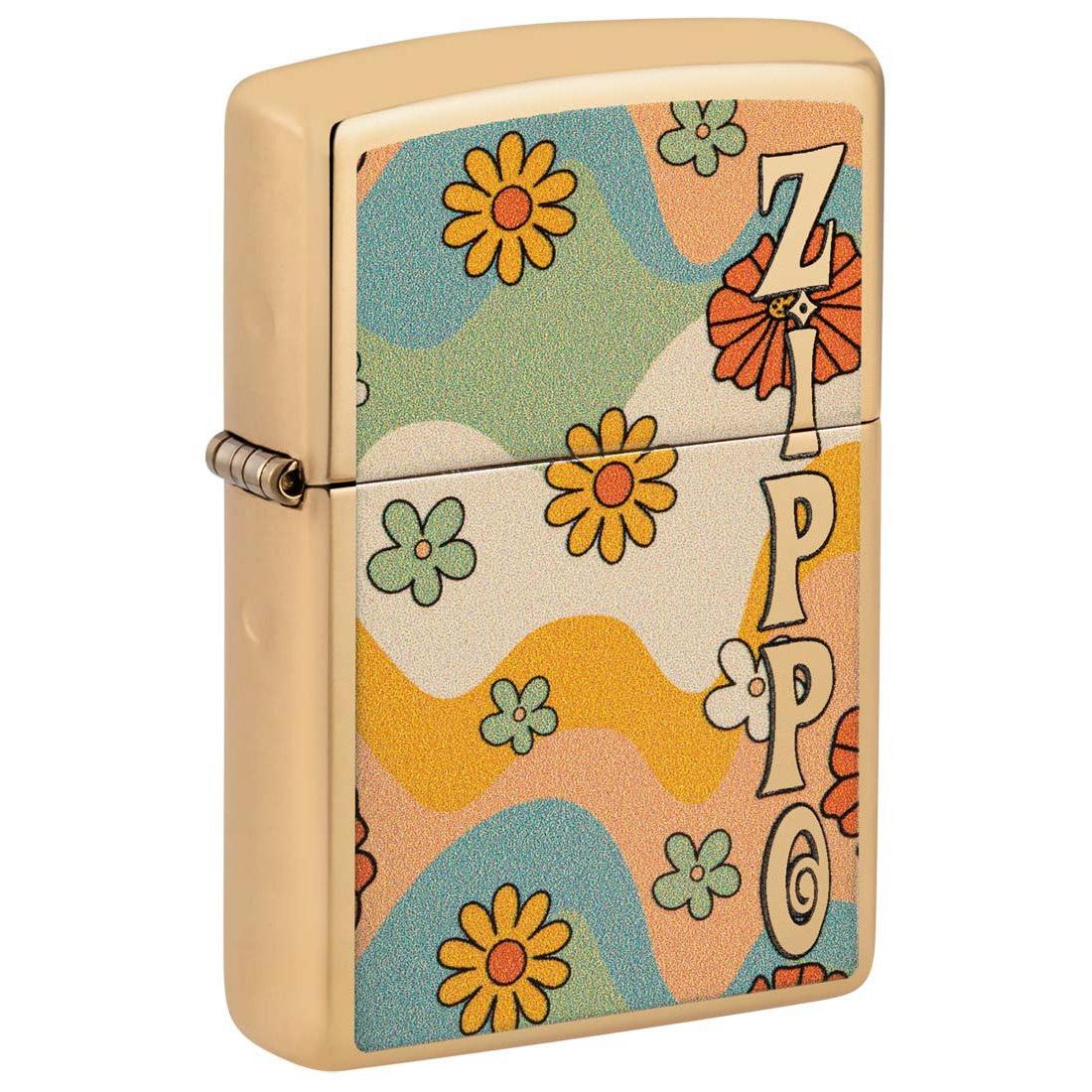 Zippo Lighter: Flower Power - High Polish Brass 48503