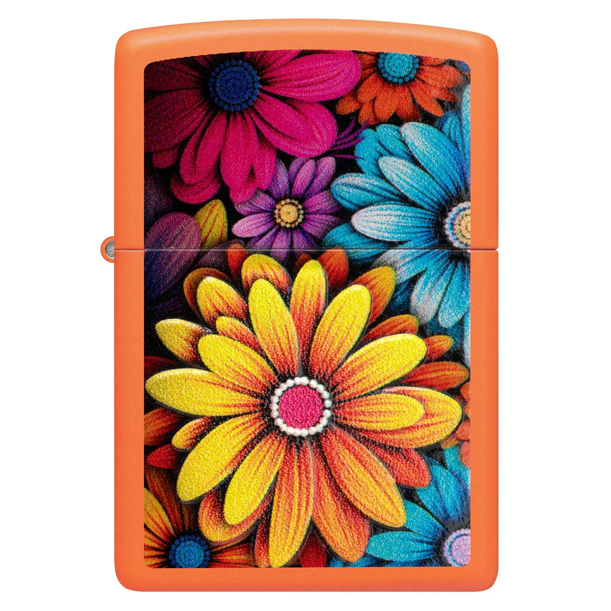 Zippo Lighter: Flowers with Texture Print - Orange Matte 46434 - Image 3