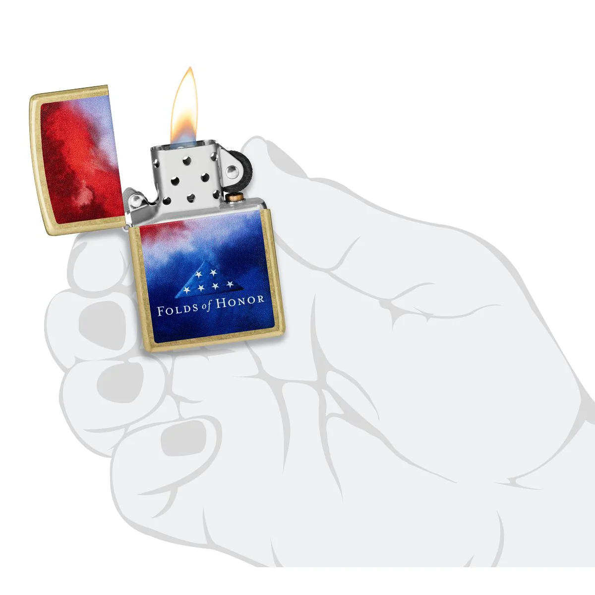 Zippo Lighter: Folds of Honor, Clouds Design - Street Brass 47095 - Image 5