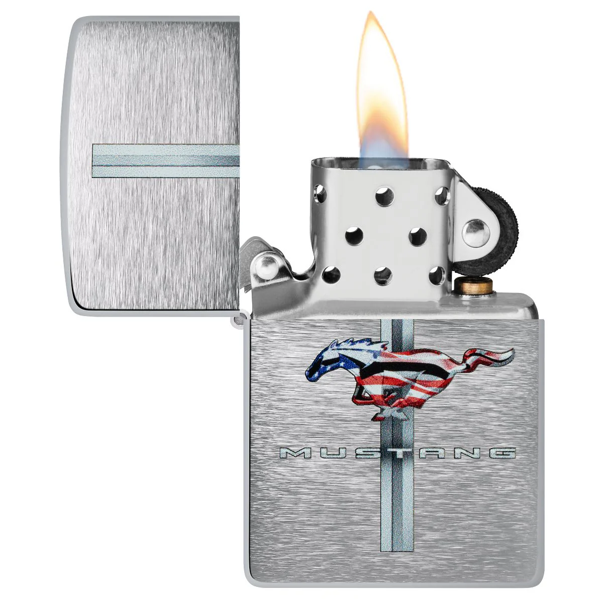 Zippo Lighter: Ford Mustang Design - Brushed Chrome 46791 - Image 3