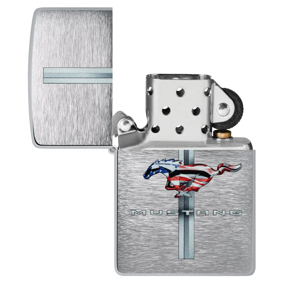 Zippo Lighter: Ford Mustang Design - Brushed Chrome 46791 - Image 4