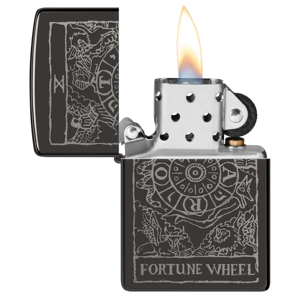 Zippo Lighter: Fortune Wheel - High Polish Black 46138 - Image 3