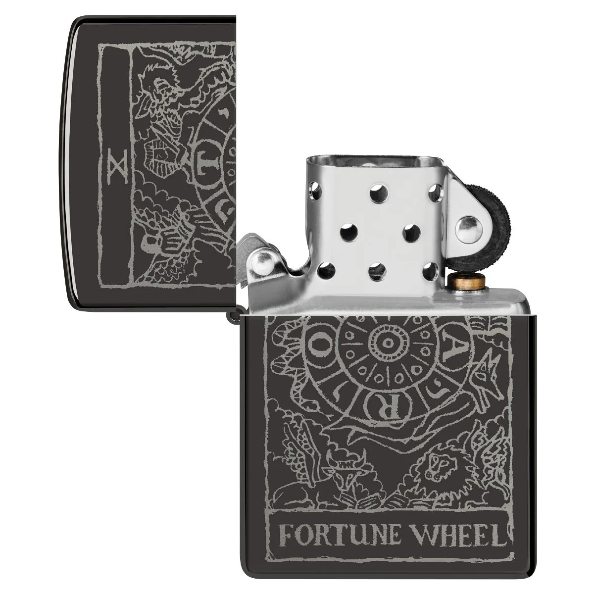 Zippo Lighter: Fortune Wheel - High Polish Black 46138 - Image 4